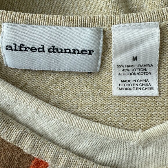 Vtg Alfred Dunner V-Neck Knit Sweater Medium Bold Floral Beaded Embellishments - Picture 3 of 9